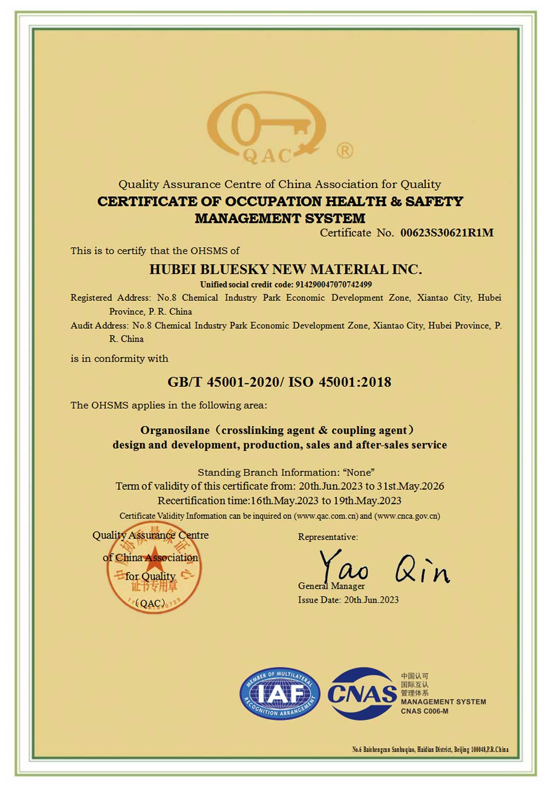 Occupational Health and Safety Management System Certification